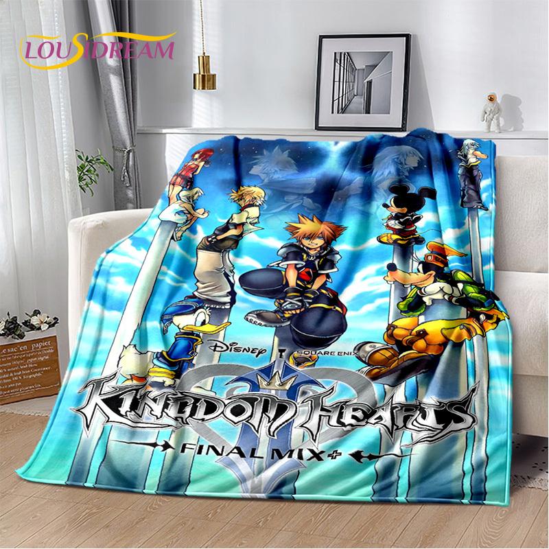 Cartoon Kingdom Hearts Games 3D Soft Flannel Blanket for Beds Bedroom Sofa Picnic,Throw Blanket for Cover Outdoors Leisure Gift