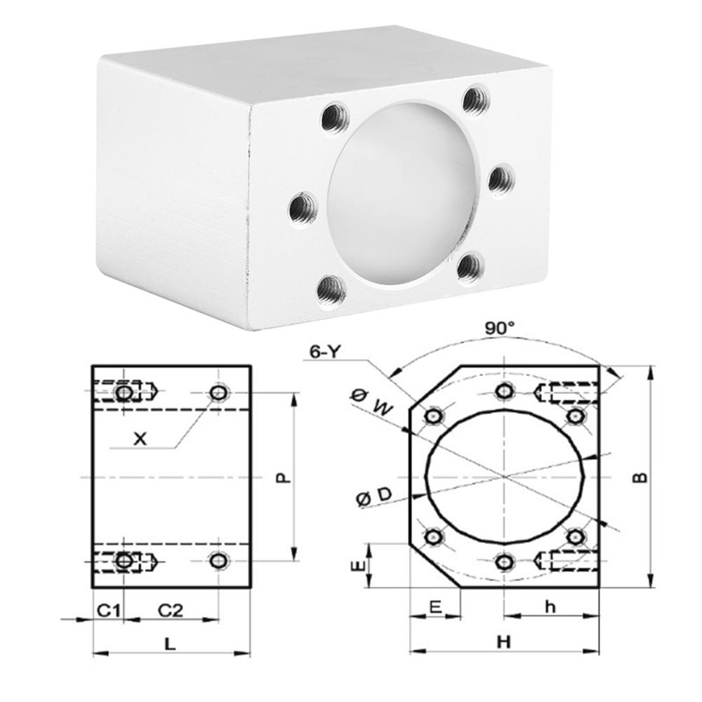 22 мм Внутренний диаметр Корпус гайки шарико-винтовой передачи Алюминиевый сплав SFU1204 Шарико-винтовые передачи Монтажный кронштейн Держатель DSG12H Основание