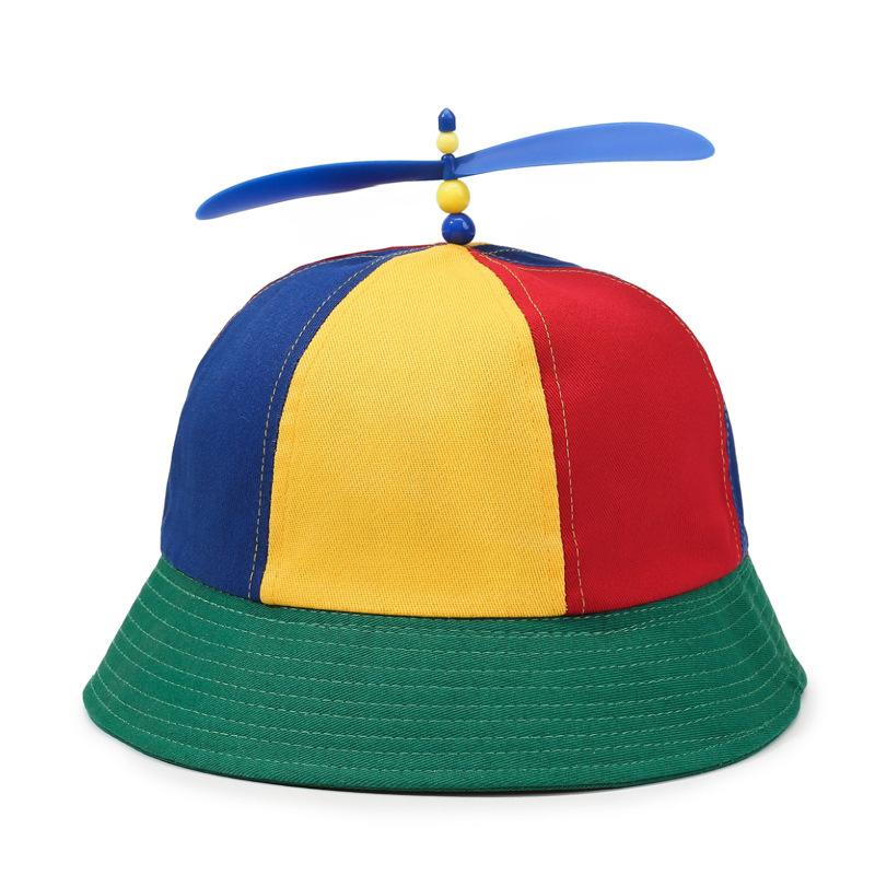 Bamboo Dragonfly Propeller Baseball Cap, Color-Blocked Fisherman's Hat, Adult and Children's Styles, Parent-Child Outdoor Sun Hat