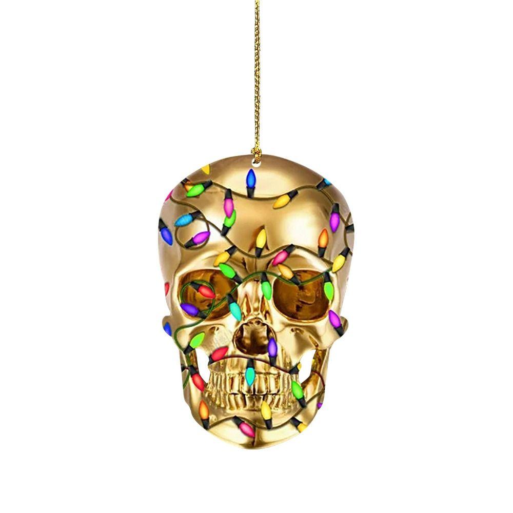 DIY Skull Pendant Horror Skeleton Car Ornaments Christmas Tree Drop Ornaments Car Rearview Decor
