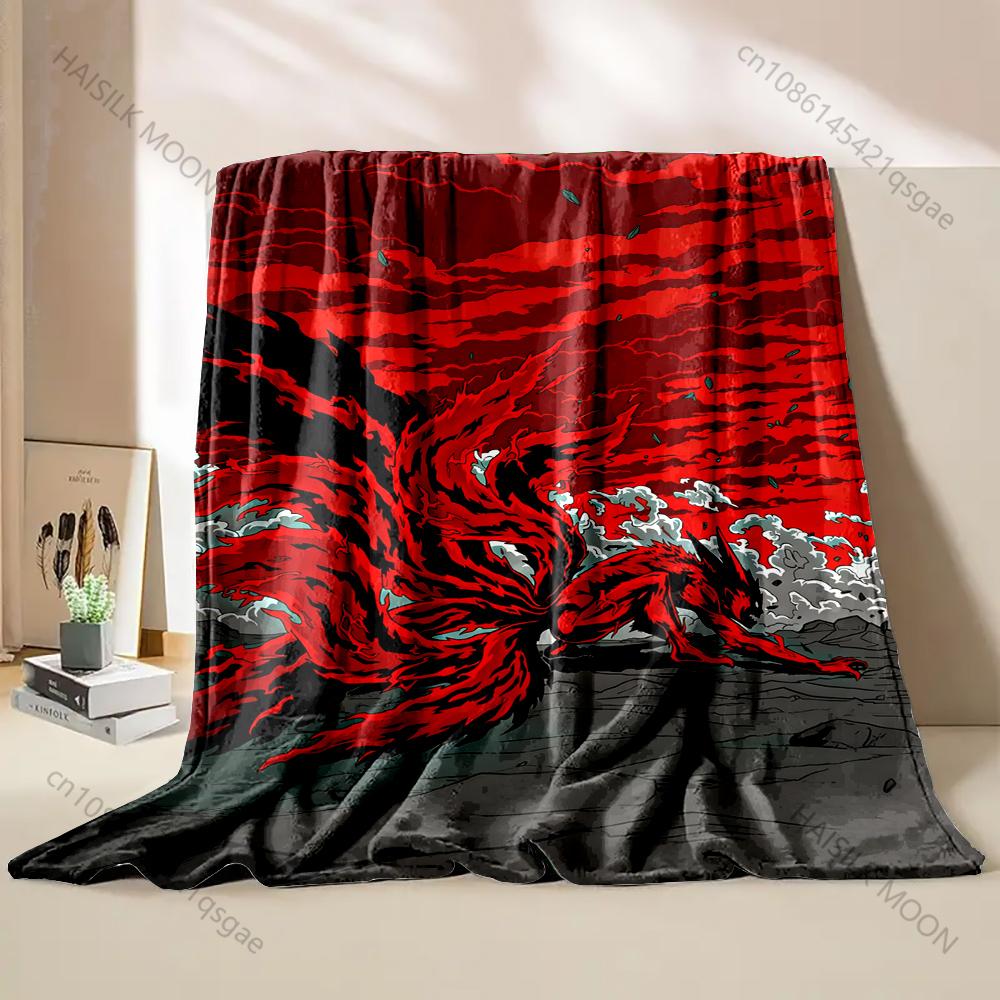 Japan Mythology Fox K-Kurama Theme Print Blanket, Large Size,Gift for Son Husband,All Seasons Bedroom Sofa Bed Decorated Blanket