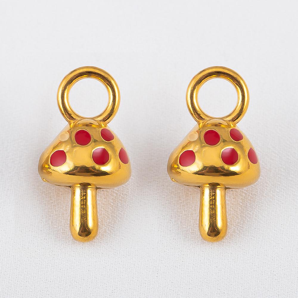 2pcs Stainless Steel Enamel Cute Strawberry Banana Corn Grape Cherry Charms Gold Plated DIY Bracelet Earrings Jewelry Findings