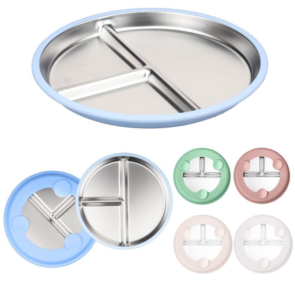 Stainless Steel Divided Toddler Baby Plates Non-Slip Toddler Bowls Kids Plate with Suction