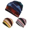 Unsiex Fall Winter Hat Striped Color Matching Elastic No Brim Regular Fit Baggy Ear Protection Anti-shrink Soft Decorative Hip Hop Women Men