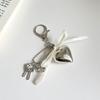 Ins Style Metal Love Key Chain Bowknot Phone Pendant Headphone Case Charms Bag Decor Car Key Ring