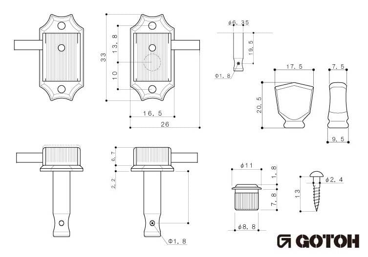 GOTOH SD90-SL-L3R3-GG Guitar Tuners, Gold, 20322GX/D