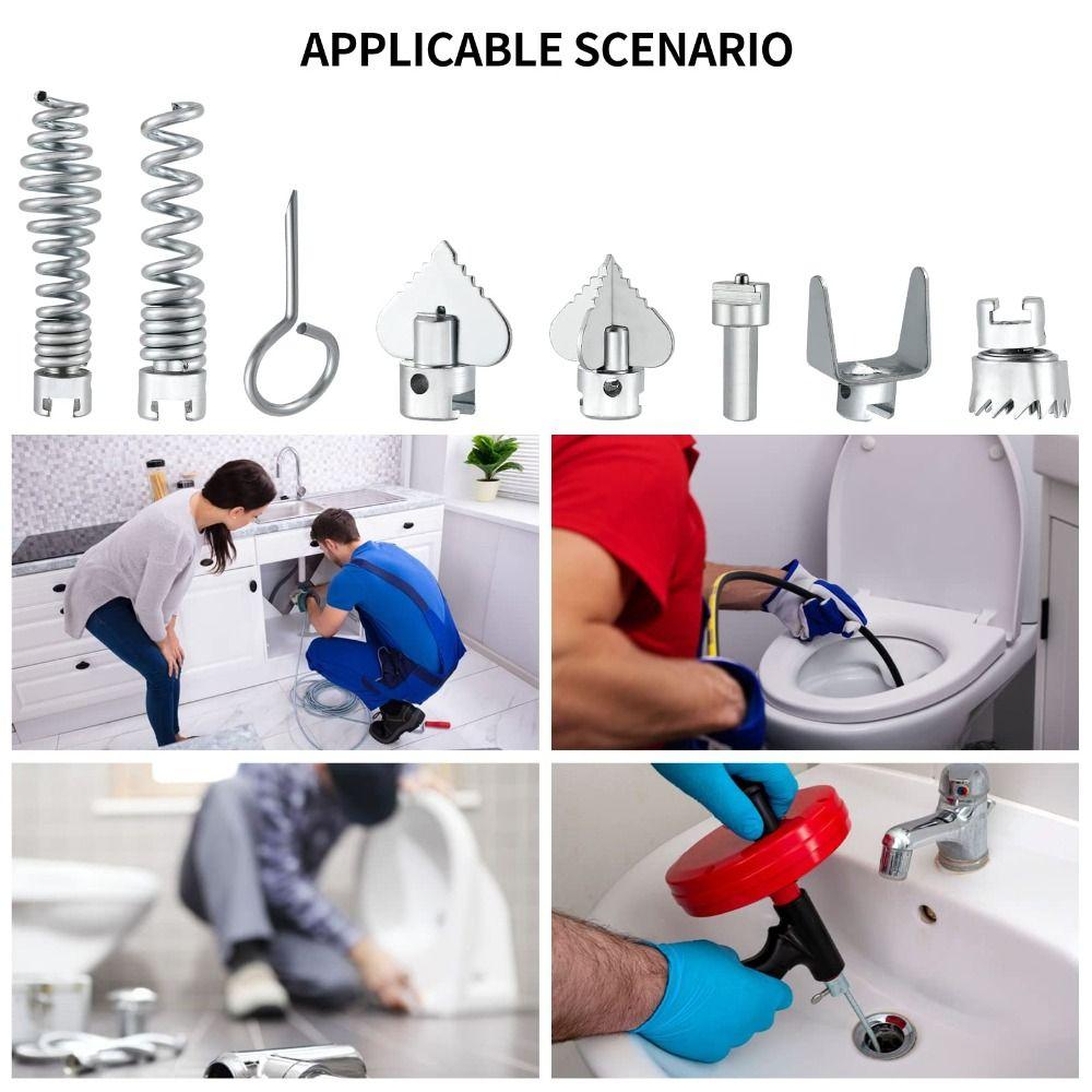 8 Pcs 16mm Pipe Dredge Cutter Heads Silver Drain Cleaning Tools Pipeline Dredging Machine