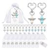 20 Sets Wedding Gift Box Decor Set, Metal Guardian Angel Keychain Pendant+organza Bag+tag Suit,