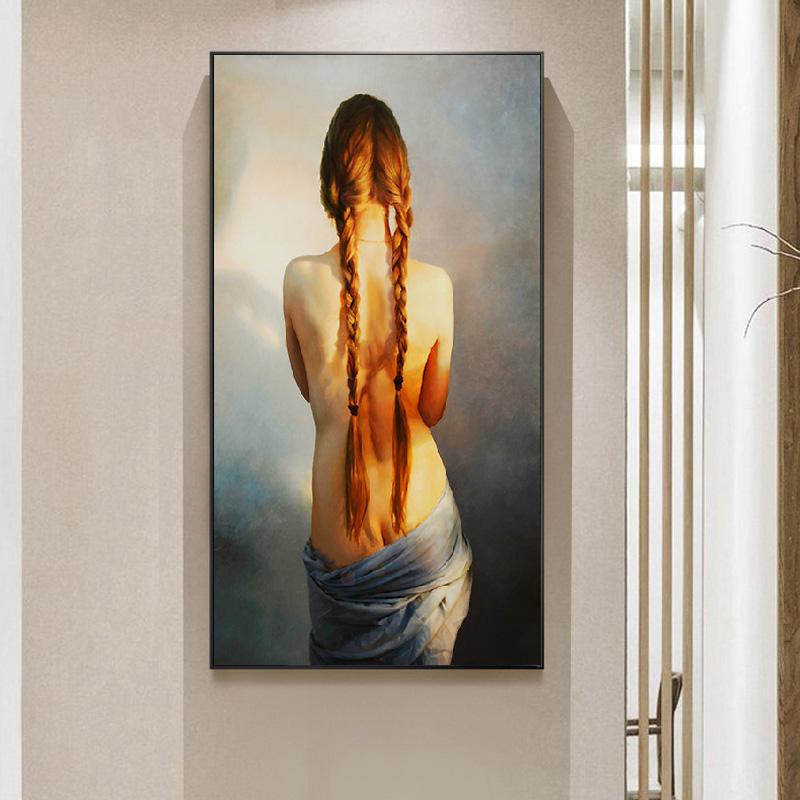 Sexy Nude Golden Women Figure Portrait Art Posters and Prints Canvas Painting Wall Pictures for Living Room Cuadros Home Decor