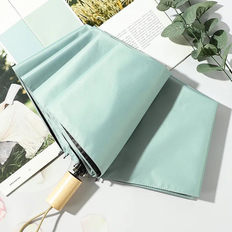 Ручной Виниловый Загар Устойчивый к УФ Лучам Складной Солнечный ЗОНТ, Ретро Ветроустойчивый, Водоотталкивающее Покрытие, Солнце и Дождь Женский