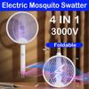 Electric Mosquito Swatter 3000V Foldable USB Rechargeable Handheld Bug Zapper with UV Light Trap for Indoor Outdoor Pest Control