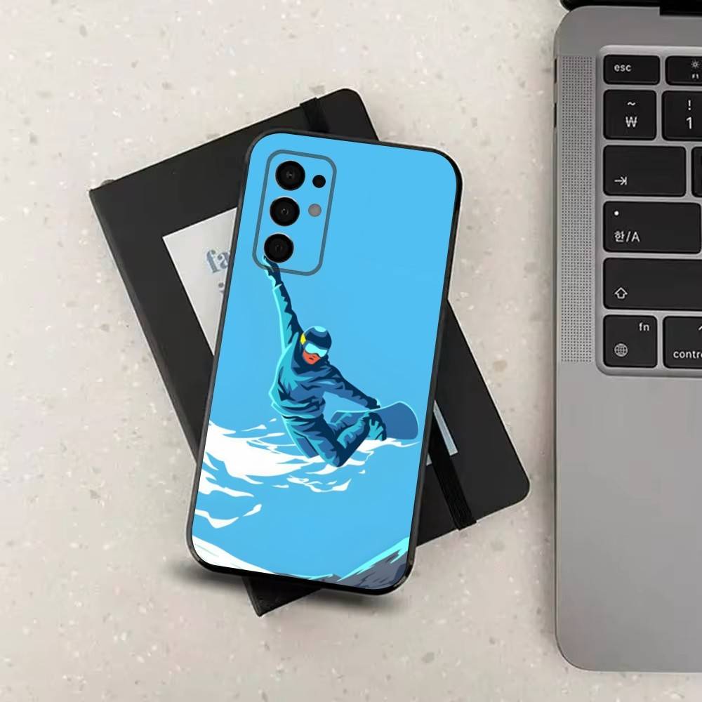 Sport Snowboarding Art For Samsung Galaxy A73,31,32,72,41,53,52,71,22,5G,Note,J7,8,9 Soft Black Silicone Phone Case