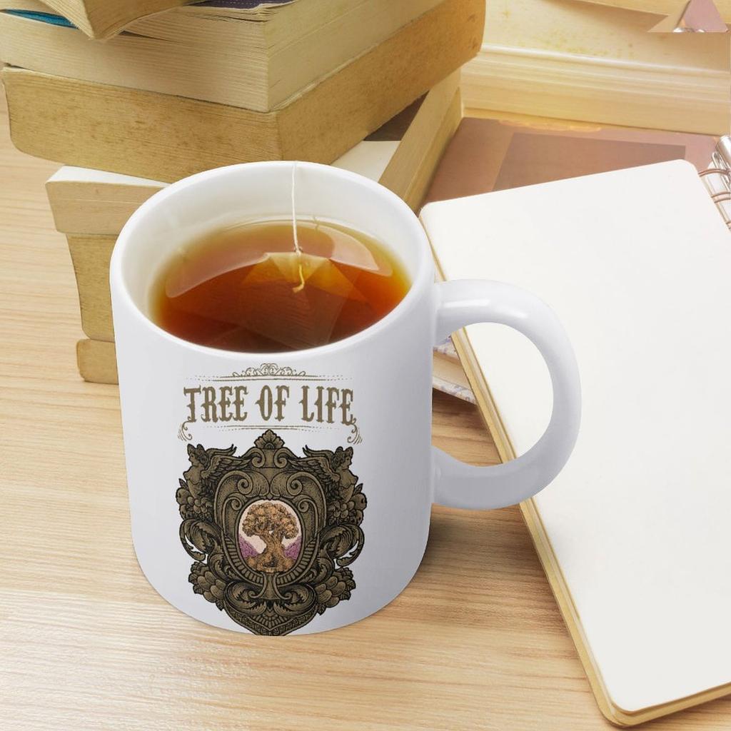 11oz White Ceramic Mug with Dual-Side Printed Surface and Smooth Grip, Perfect for Everyday Coffee Lovers and Tea Drinkers