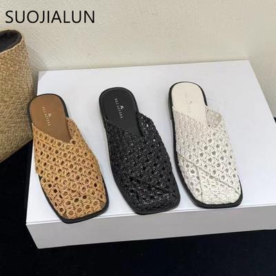Модные женские мюли SUOJIALUN 2025 на осень, шлепанцы, элегантные тапочки, мягкий плоский каблук, повседневные слайды-шо