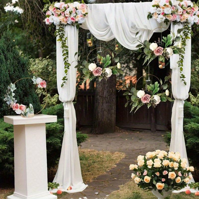 Золотая Металлическая Гирлянда Центральный Элемент с Деревянной Подставкой - Элегантное Круглое DIY Украшение для Свадьбы, Не Требующее Питания, Украшения на День Рождения