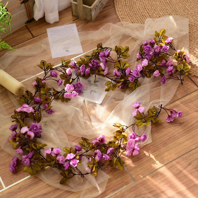 Ротанг Пластиковая Роза Лоза Искусственные Цветы для Свадебного Декора, Подвешивания к Потолку или Стене и Маскировки Труб Кондиционирования