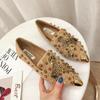 2025 Обувь для женщин Плоская обувь Трендовая повседневная обувь Crystal Bird Удобные модные заклепки с острым носком Мокасины без застежек