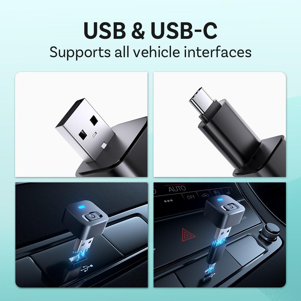Беспроводной адаптер Ottocast Mini Dot CarPlay Android Auto, USB-донгл, Plug Play, Bluetooth 5.2, Wi-Fi, Автоматическое подключение для 98% автомобилей