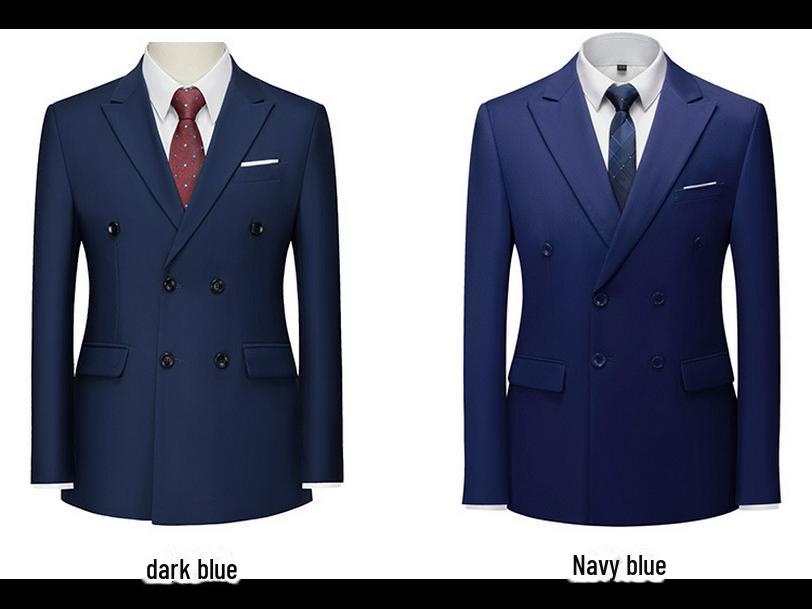 Мужской двубортный деловой костюм королевского синего цвета, состоящий из двух частей в британском стиле для официальных банкетов и вечерних мероприятий