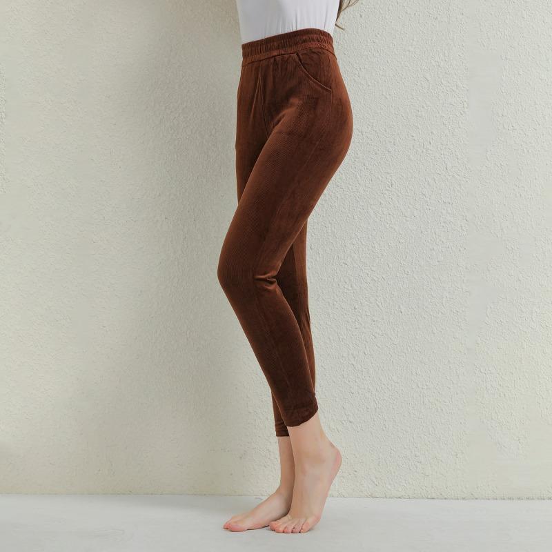 Fashion Women Winter Thicken Plush Corduroy Casual Pants Warm High Waist Lady Trousers SImple All-Match Female Leggings Harem Woman Pants Trousers
