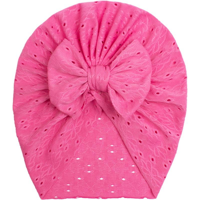 New Baby Jacquard Bow Hat, Children's Breathable Striped Pullover Hat, Baby Hat