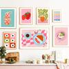 Pink Pizza Strawberry Food Plant Flower Wall Art Canvas Painting Posters And Prints Wall Pictures For Living Room Kitchen Decor