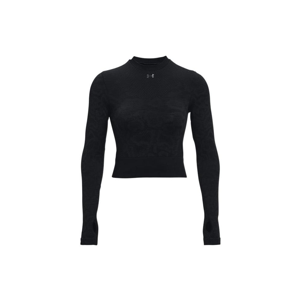 Under Armour Однотонная эластичная обтягивающая тренировочная футболка для женщин, топы, черный цвет 1365717-002