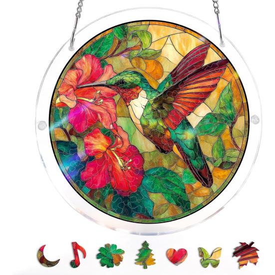 Acrylic Puzzles Sun Catcher Stained Glass Effect Window Hanging Decor Colorful