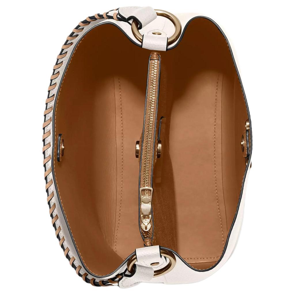 New COACH Town Polished Pebble Leather With Smooth Leather Shoulder Bag, Crossbody Bag Medium Size Women's Chalk White C4109-IMSUT