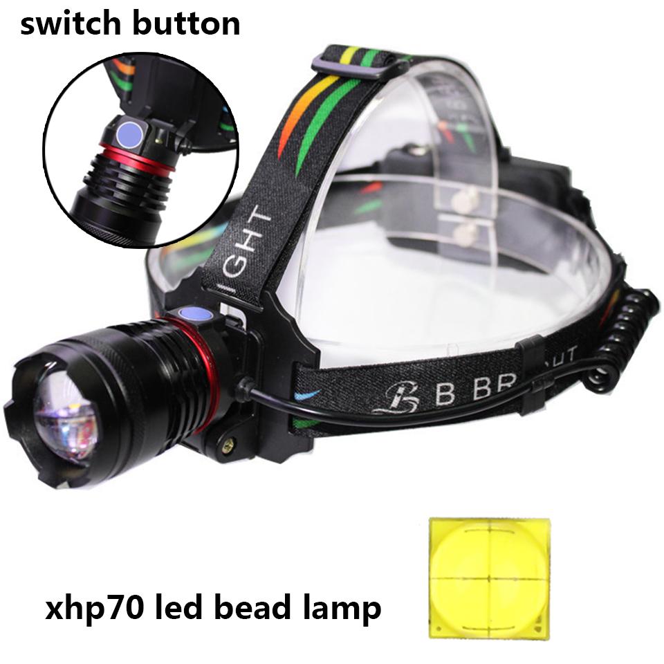 Xhp70 Мощный налобный фонарь Фара-фонарик Фара 32 Вт 4291 лм Светодиодные лампы 2*18650 Батарея Увеличение/Уменьшение Литий-ионный Litwod