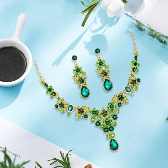1 комплект ювелирных изделий для невесты, искусственное ожерелье с кристаллами, симметричный роскошный комплект, висячие серьги, выпускной вечер