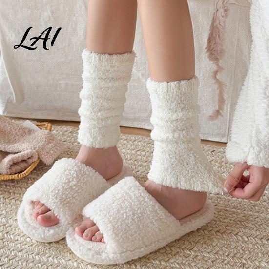 Daily Relaxation Winter Hosiery Thickened Thermal Knee Sleeve for Women Warm Coral Fleece Leg Warmers Breathable Velvet Calf Sleeves Pads