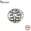 925 Sterling Silver Ancient Egypt Pharaoh Charm Gold Colorful Enamel Charm for Original Bracelet Bangle