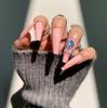 24Pcs Blue Diamond Floral Ballet Press On Nails Removable Fake Nail Tips