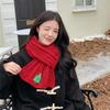 Осенний и зимний красный вязаный шарф женский Рождественский подарок утолщенный теплый и от холода шарф японская нишевая мода универсальный