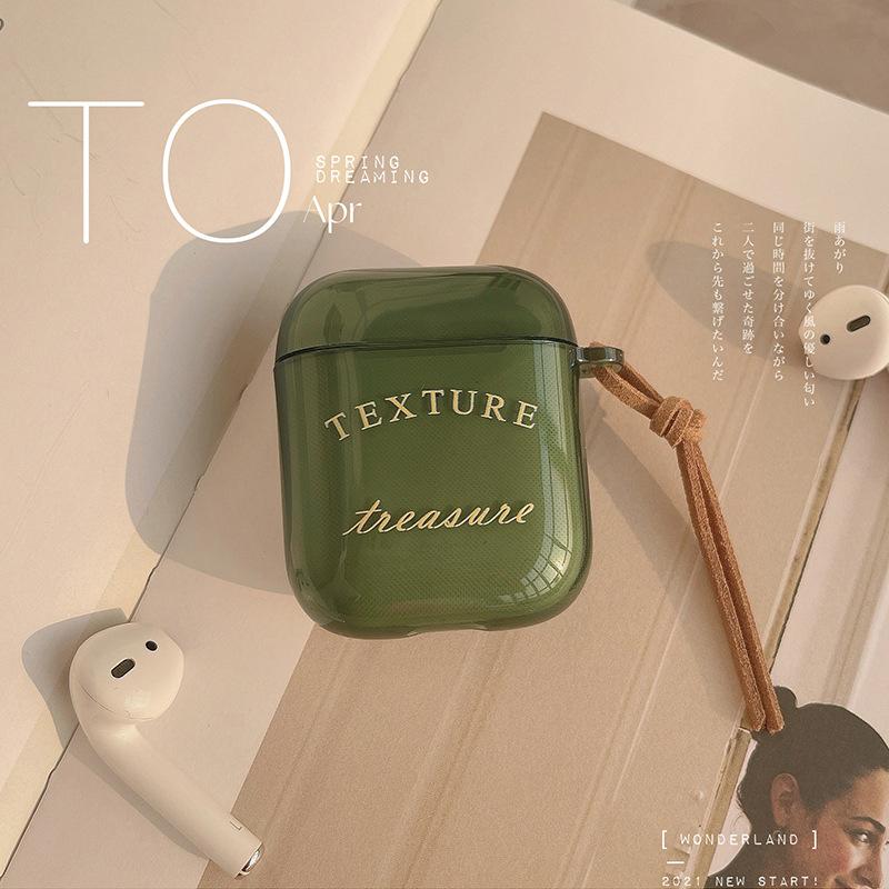 Literary small fresh tulip AirPods protective cover 1/1 generation transparent green 1 suitable for Pro1 generation Bluetooth headset case 1
