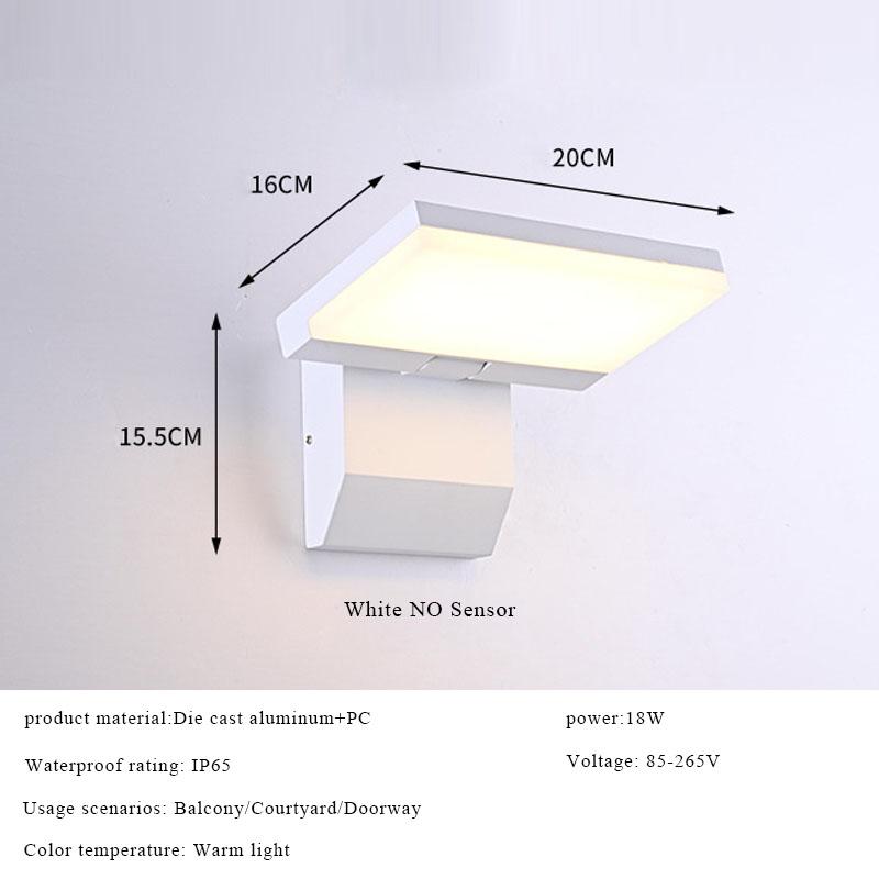 IP65 Waterproof Sensor Wall Lamp LED Outdoor Wall Light Adjustable Angle wall Lights Aluminum Alloy Entrance Corridor Balcony