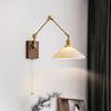 Used Copper French Retro Wabi-Sabi Style Swing Arm Wall Sconce for Bedroom or Living Room.