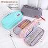 Large Capacity Double Zipper Canvas Pencil Case - Simple, Portable, Double Layer for Junior High Students