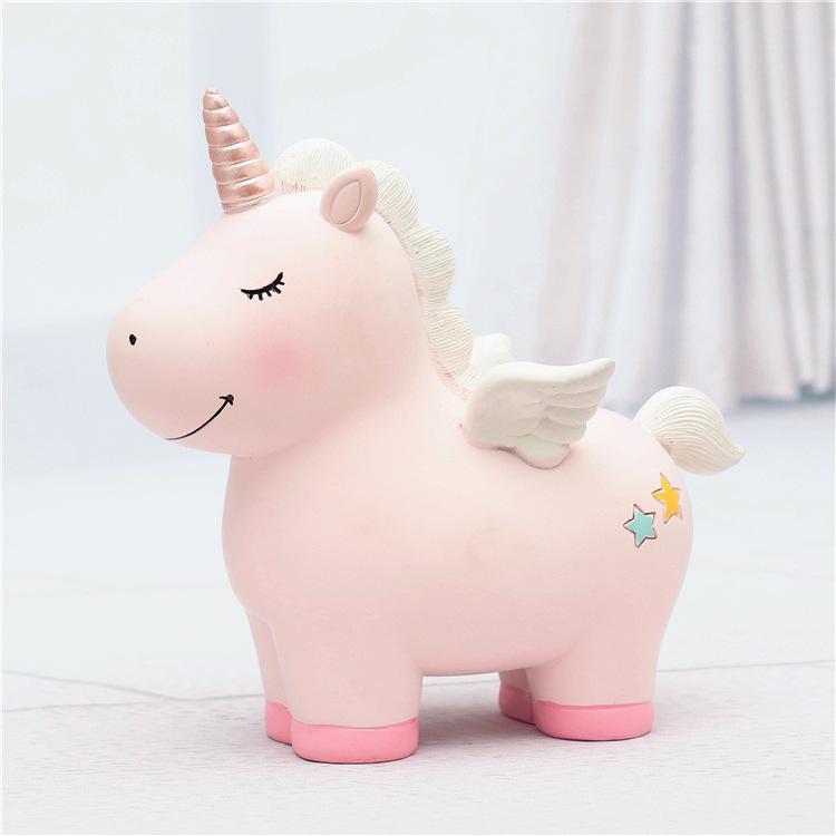 Resin Unicorn Piggy Bank - Cute Children's Room Ornament & Student Desk Decor Gift