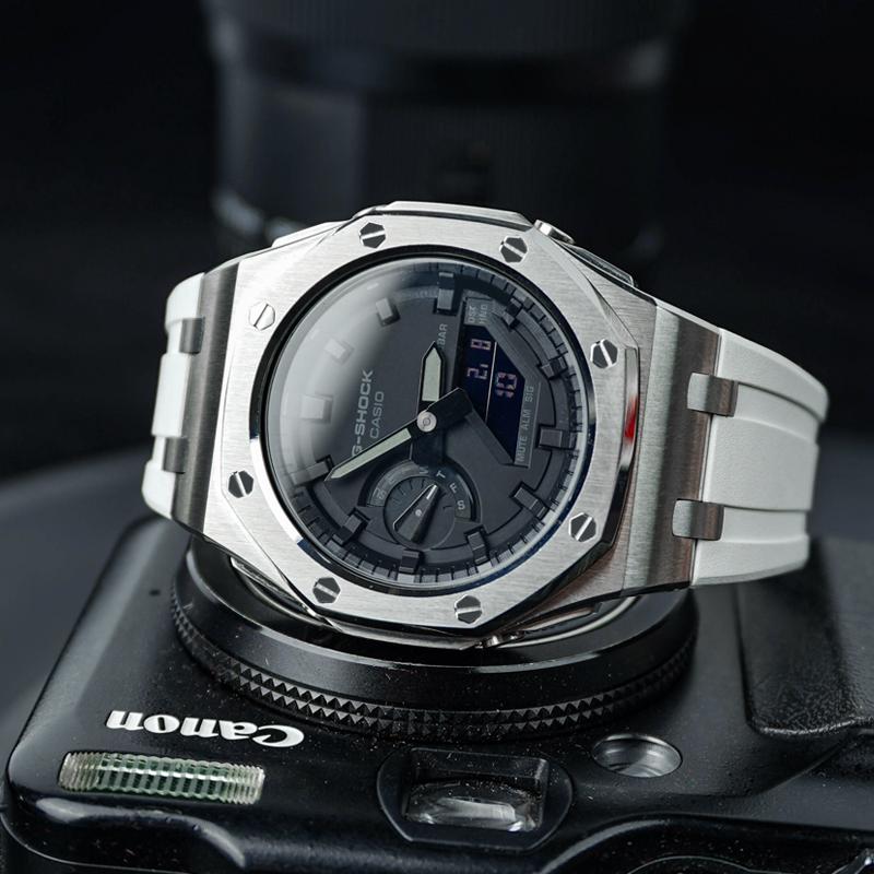 Casio Унисекс Жидкокристаллический, Аналогово-цифровой Двойной дисплей Серия Черные часы GA-2100-1A1(Часы1--)