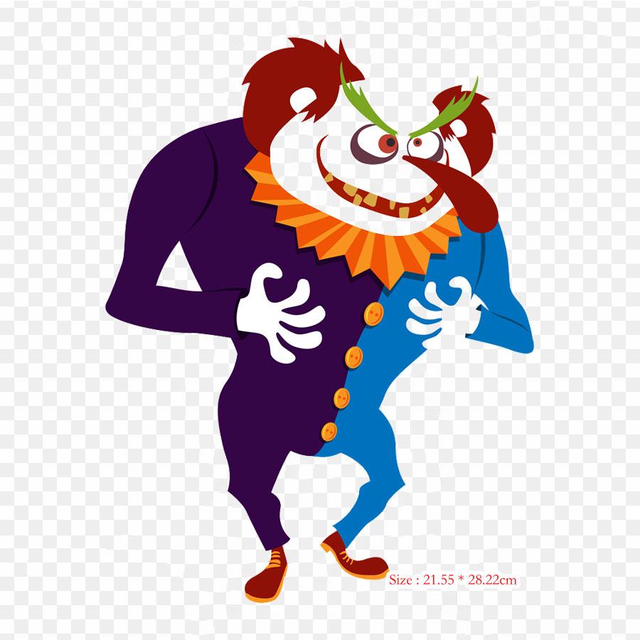 Clown Greeting Note Cards Birthday Iron On Heat Transfer Printing Vinyl Patches Sticker for Clothes DIY Appliques Washable Patches