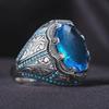 Мужское кольцо в стиле ретро с синим цирконием от европейских и американских мастеров