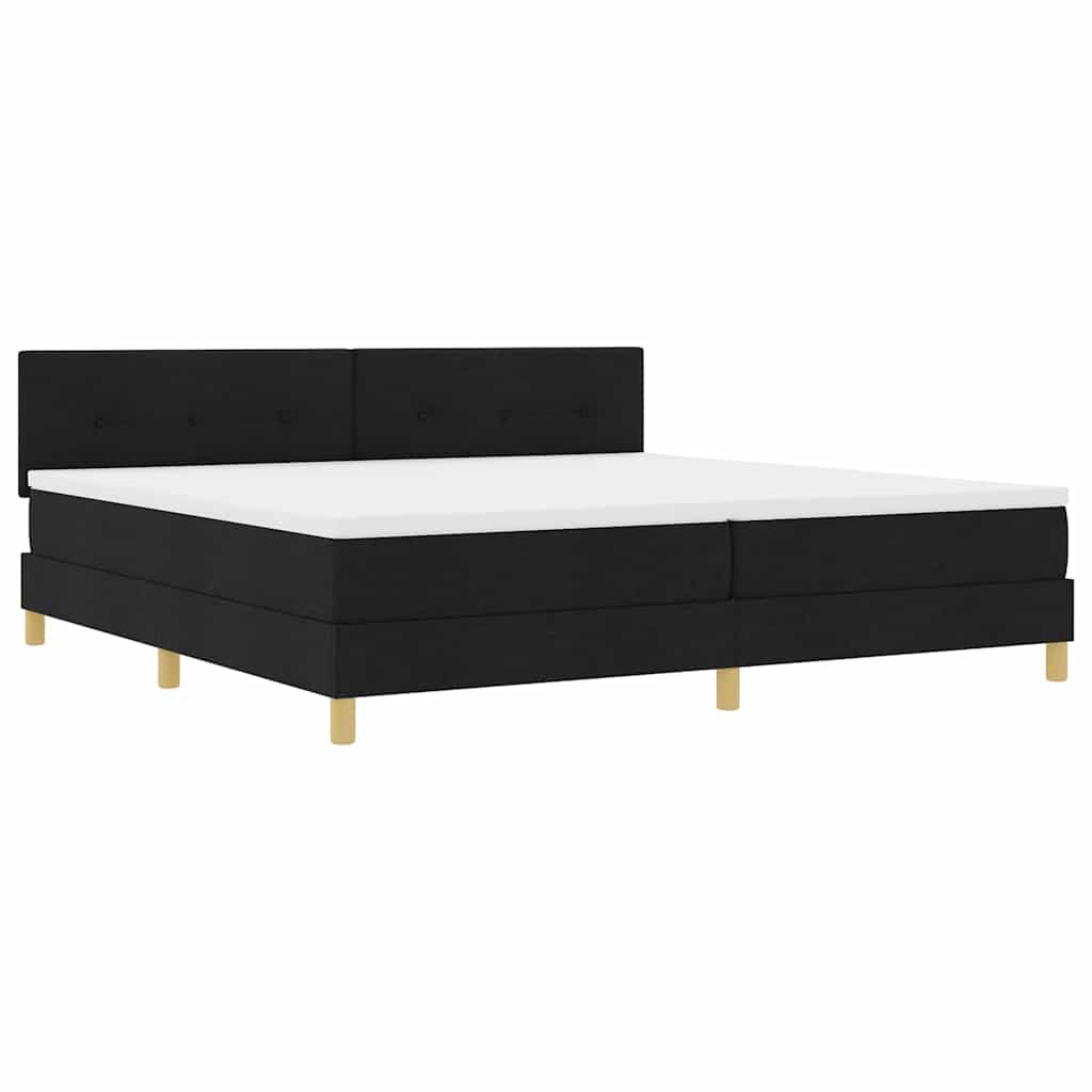 Box Spring Bed with Cushion Black 200 x 200 cm Fabric