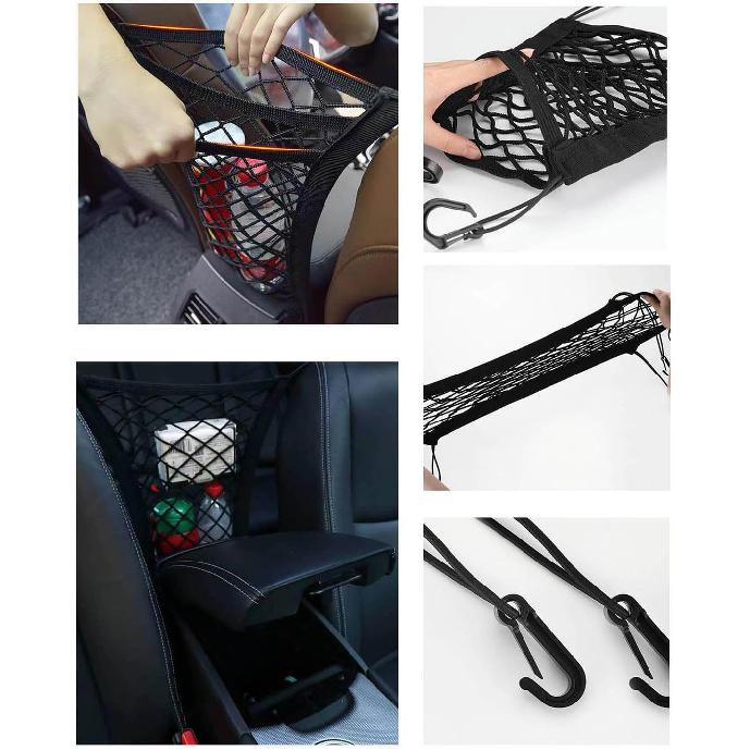 Universal Car Front Seat Net Pocket Organizer,Stretchable Hanging Storage Net Bag Purse Holder For Car,Barrier Of Backseat Dog Or Kids