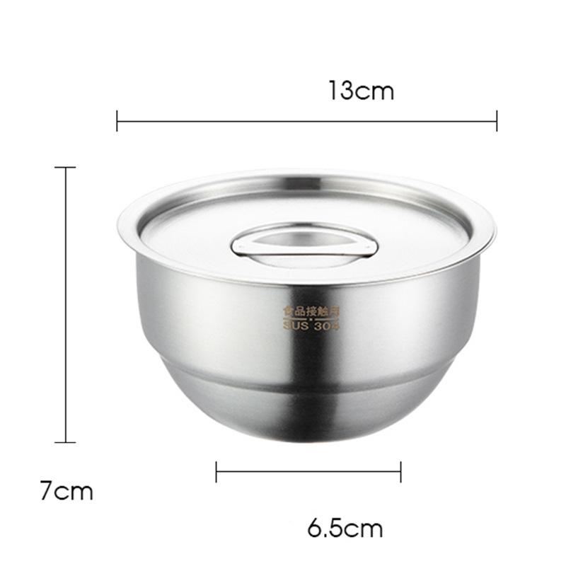 304 Stainless Steel Bowl with Lid Rice Fruit Salad Soup Bowls Food Container Stew Bowls Kitchen Tableware Supplies