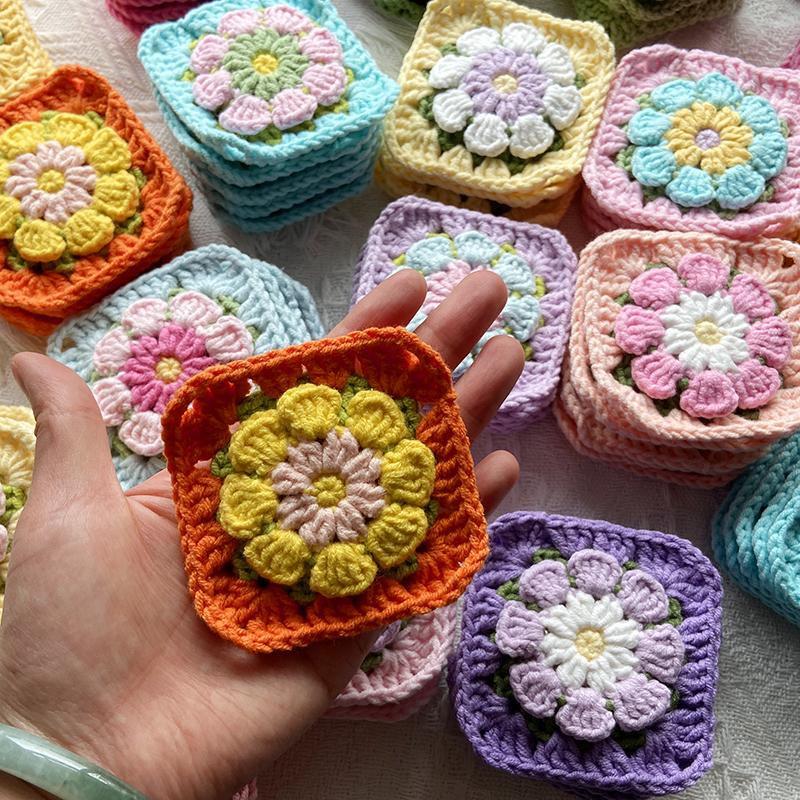 10/15PCS Colorful Handmade Crochet Three-dimensional Petal DIY Splicing Bags Clothes High Quality Cotton Thread Does Not Fade