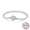 1/100 S925 silver heart crown snake bone bracelet women fashion jewelry DIY bracelet gift for her