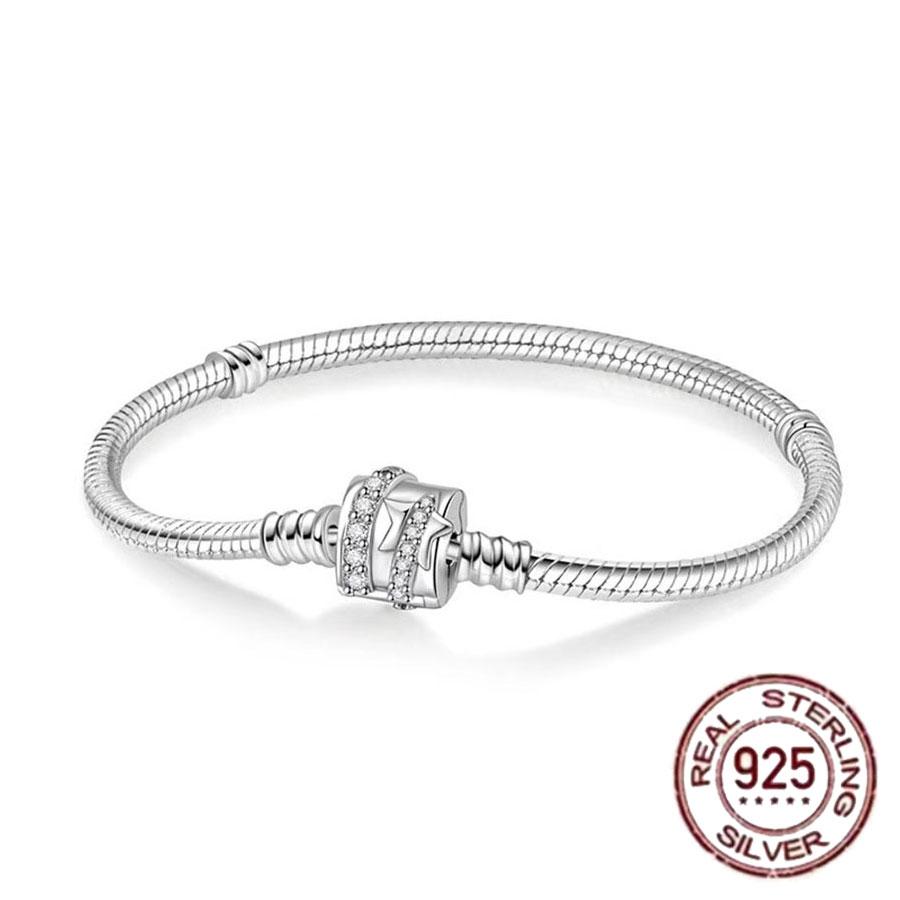 1/100 S925 silver heart crown snake bone bracelet women fashion jewelry DIY bracelet gift for her