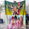 KPop Охотники на демонов Huntrix Фланелевое одеяло Синий Кот Плед для спальни Дивана Уличные Путешествия Подарок фанату Многофункциональный Декор
